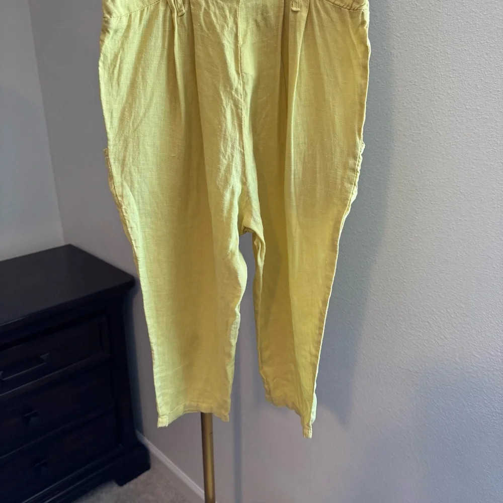 Black Crane Linen Jumpsuit 2T - Yellow - Made in USA